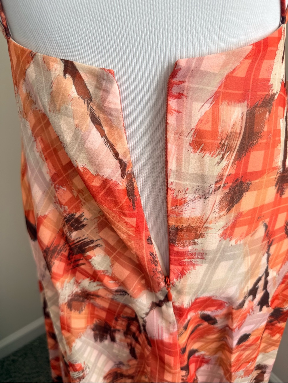 NWT Sau Lee Calista Maxi Long Chiffon Floral Dress Orange Plunge Size Women’s 4 - Picture 8 of 10